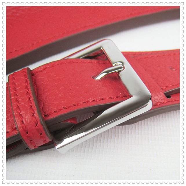 Hermes Jypsiere shoulder bag red with silver hardware